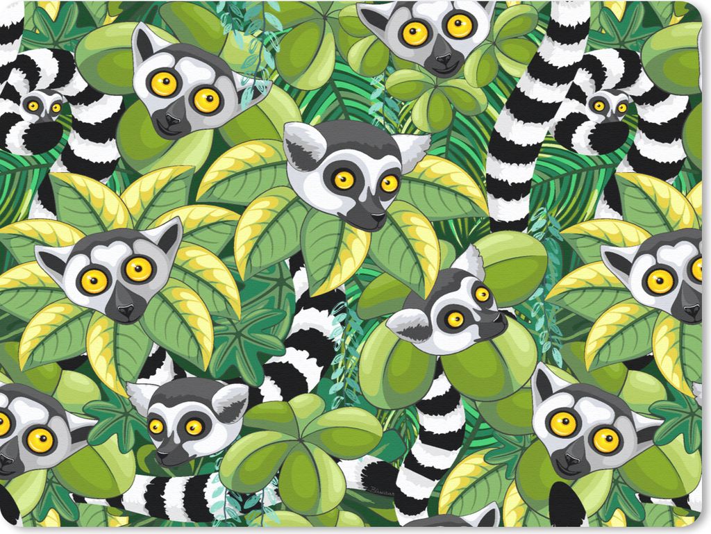 MuchoWow Mauspad Mousepad Muster - Dschungel - Ringelschwanzlemur 23x19 cm - Mousepads - Maus Mat - Pad - Mausunterlage - Schreibtischunterlage -...