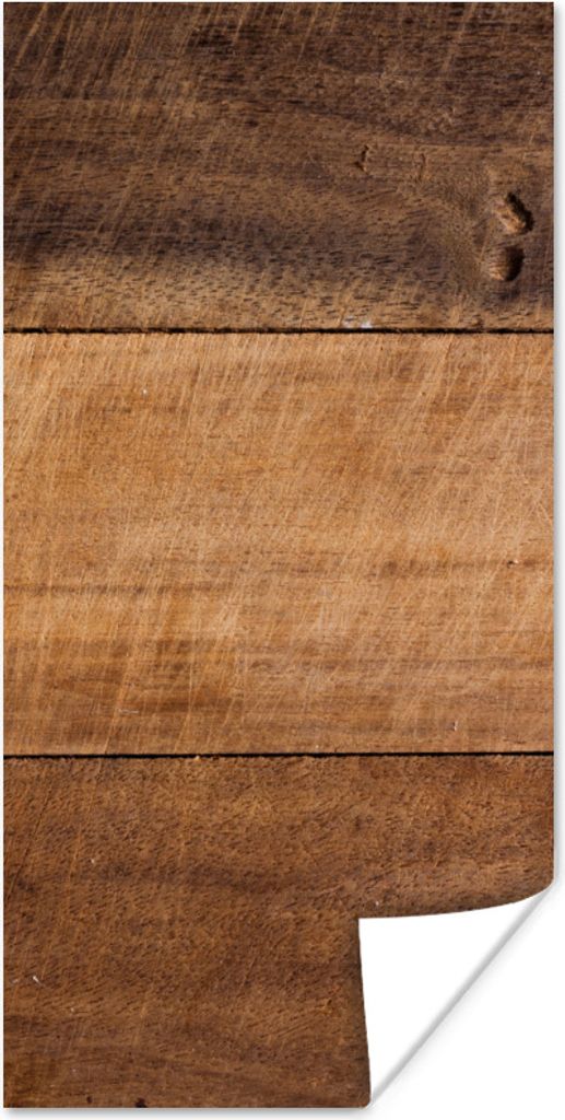 MuchoWow Poster Ein Bild eines en Holzschneidebretts mit verschiedenen Messermarkierungen 75x150 cm - Dekoration für die Wände