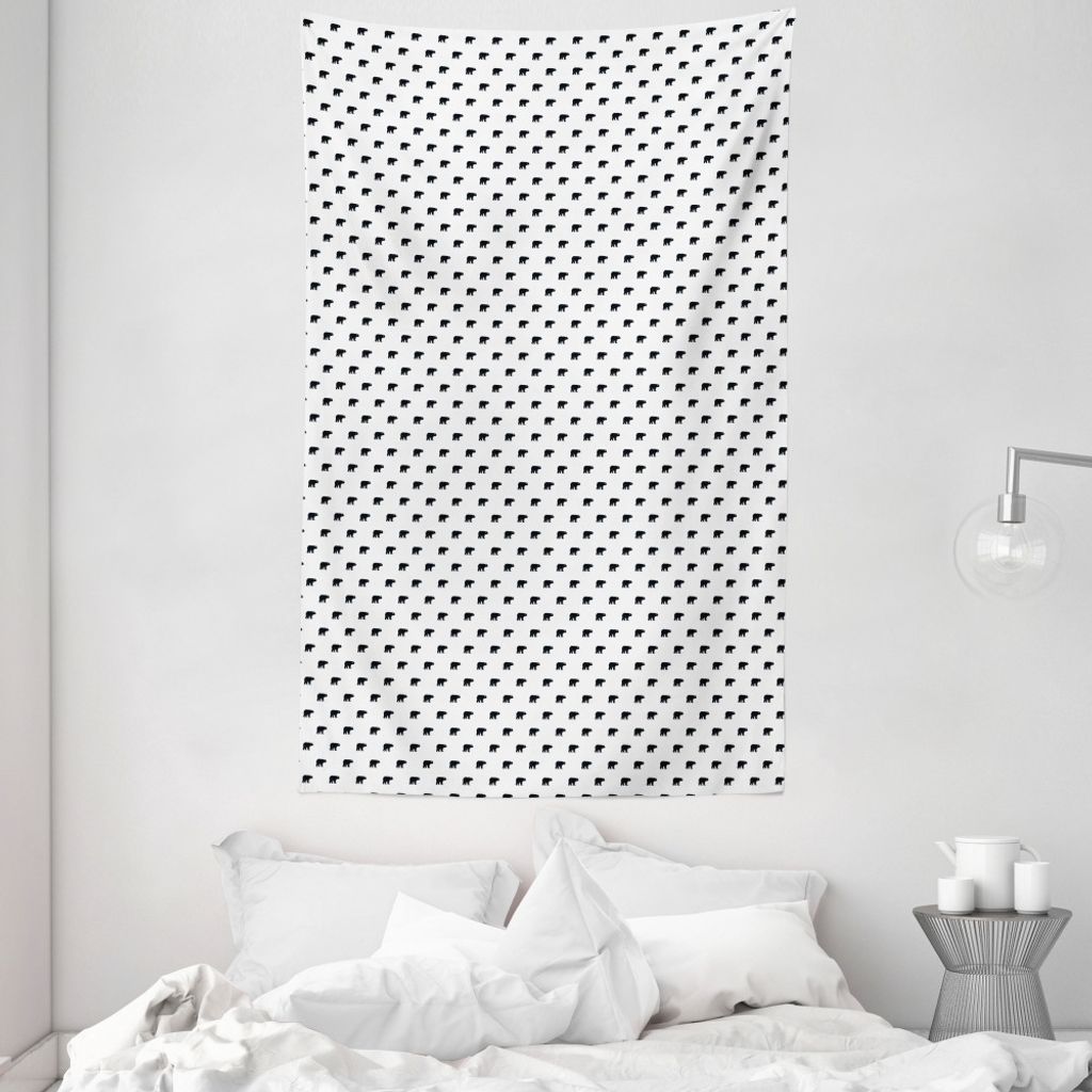 ABAKUHAUS Bär Wandteppich und Tagesdecke, Monochrome Pelztier aus Weiches Mikrofaser Stoff Waschbar ohne Verblassen Digitaldruck, 140 x 230 cm, Sc...