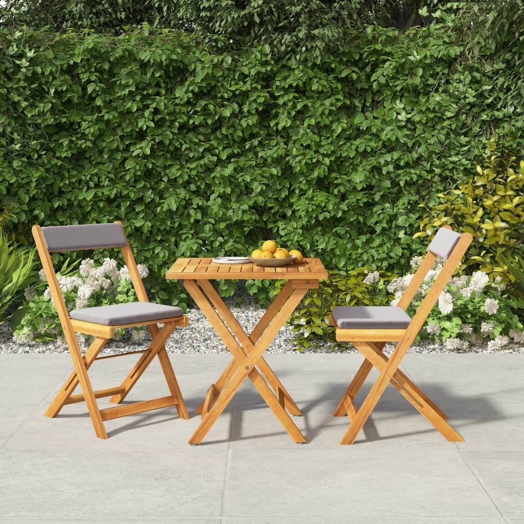Maison Exclusive - 3-tlg. Bistro-Set Klappbar mit Kissen Massivholz Akazie