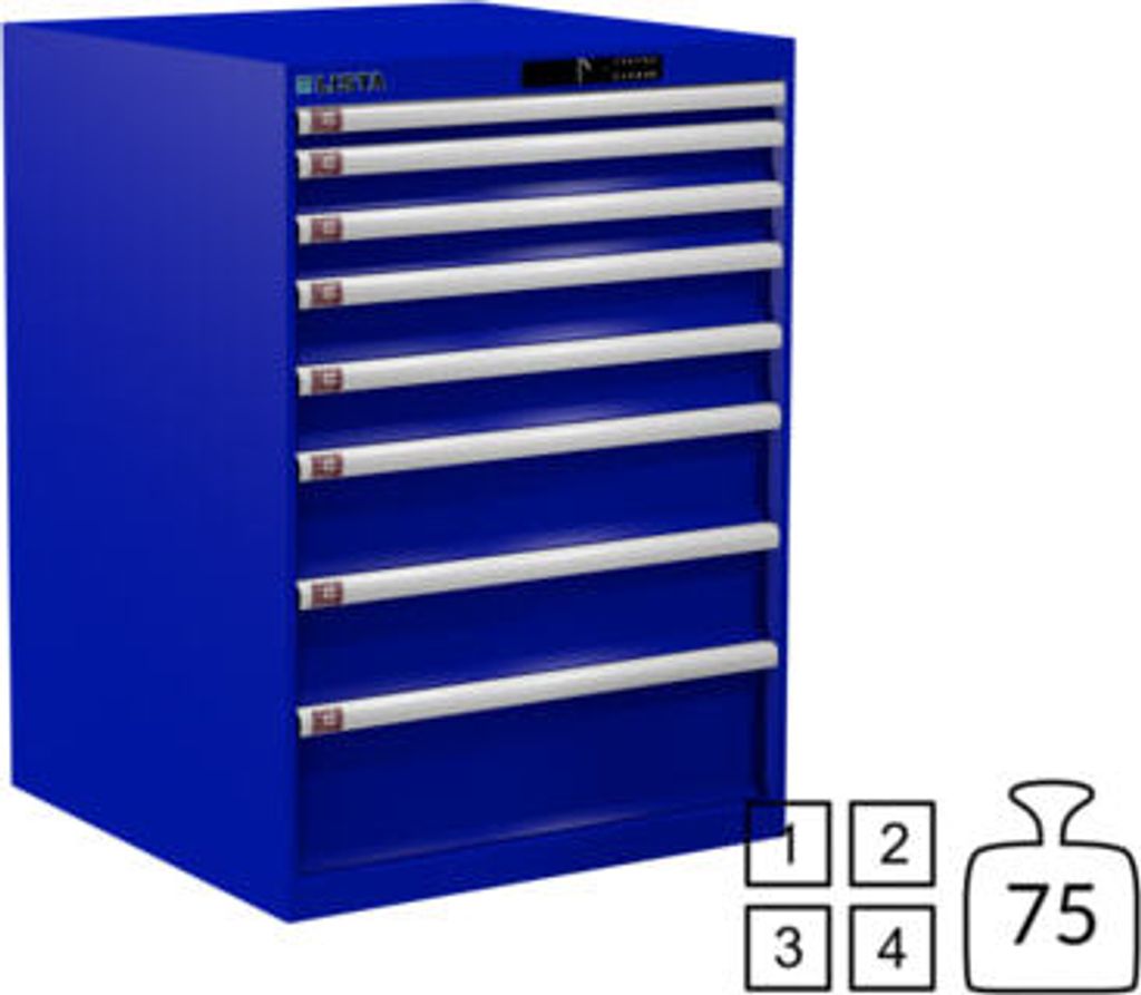 Lista Schubladenschrank - 78.176.090 - 1.000x717x725 mm (HxBxT) - 8 Schubladen - 75 kg - Code Lock - enzianblau (RAL 5010)
