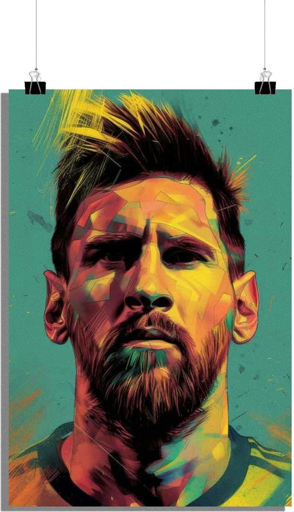 Lionel Messi Poster - Fußball Poster - Porträt Poster - Pop Art Poster - 61x91cm - Perfekt zum Einrahmen