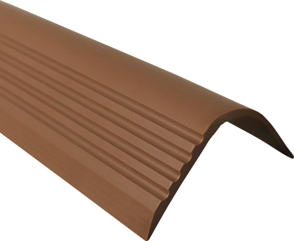 QUEST Treppenkantenprofil 40x52mm, 1.5m, Treppenprofil PVC für Treppenstufen, Treppenkantenschutz mit Rillen, Antirutsch, RGPT, bronze