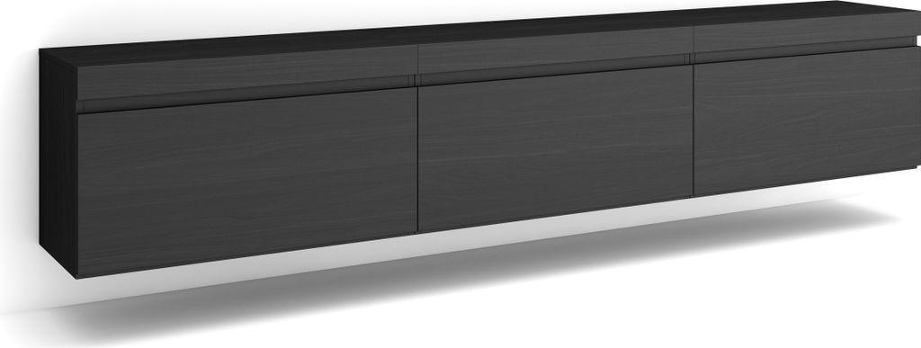 TV-Schrank, Lowboard, 240x35x45 cm, Hängend, Schwarz