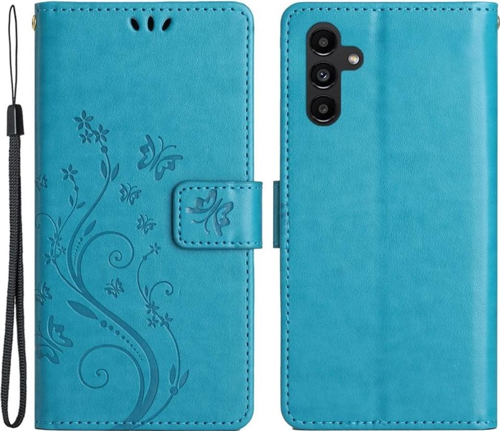 Samsung Galaxy S24 FE Hülle - Coverup Blumen & Schmetterlinge Klapphülle - Blau