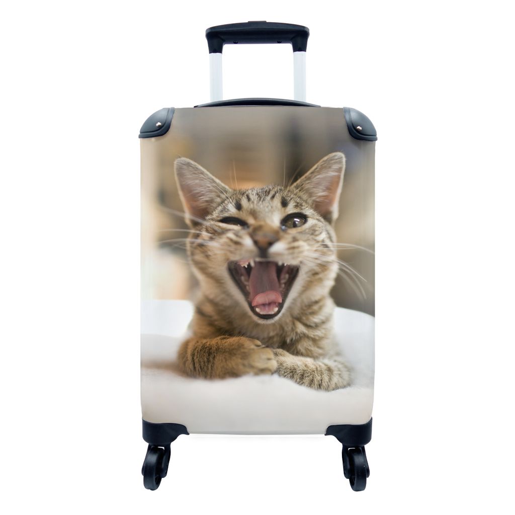 MuchoWow Koffer Handgepäck Trolley Rollkoffer Kleine Reisekoffer mit 4 Rollen - Katze - Kopf - Makro - Cabin Size < 55x40x23 cm & 55x40x20 cm - ...