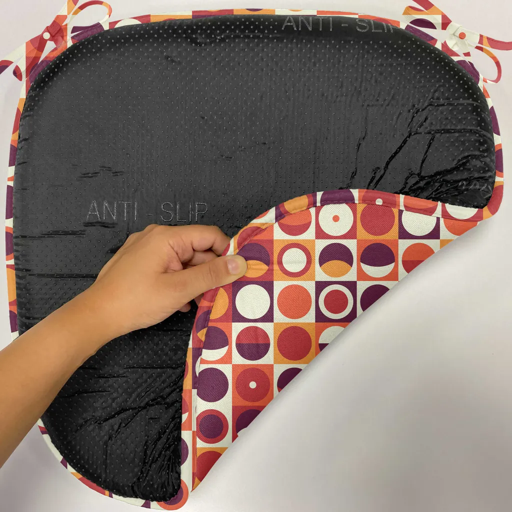 ABAKUHAUS Imbottitura geometrica per sedie da sala da pranzo, Sixties Style Ovals, cuscino decorativo impermeabile con cinturini per sedie da cucina, 40 cm x 40 cm - confezione da 12, calendula marrone castagna - 2