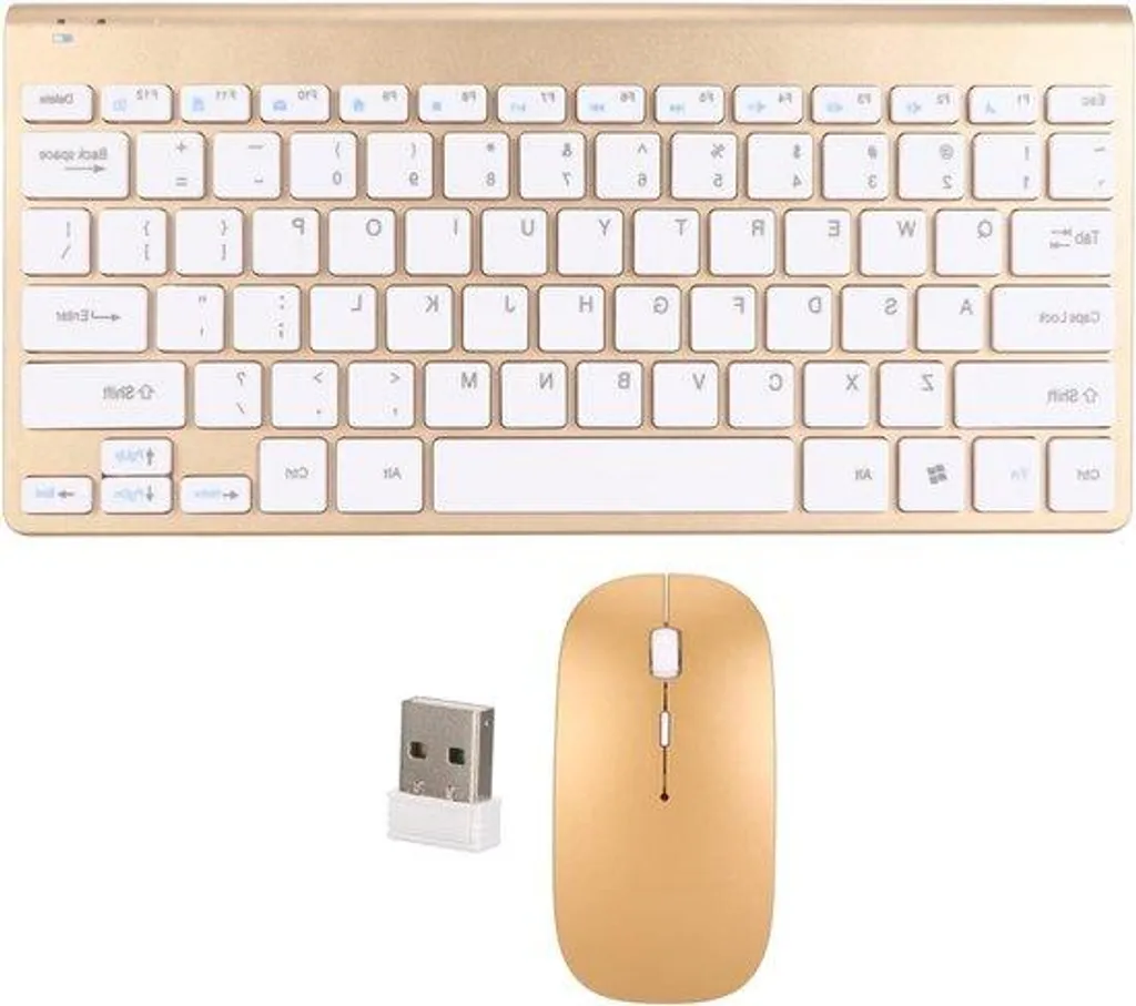 Clavier et Souris sans Fil Étanches Couleur Or - Pack Bureautique Zen