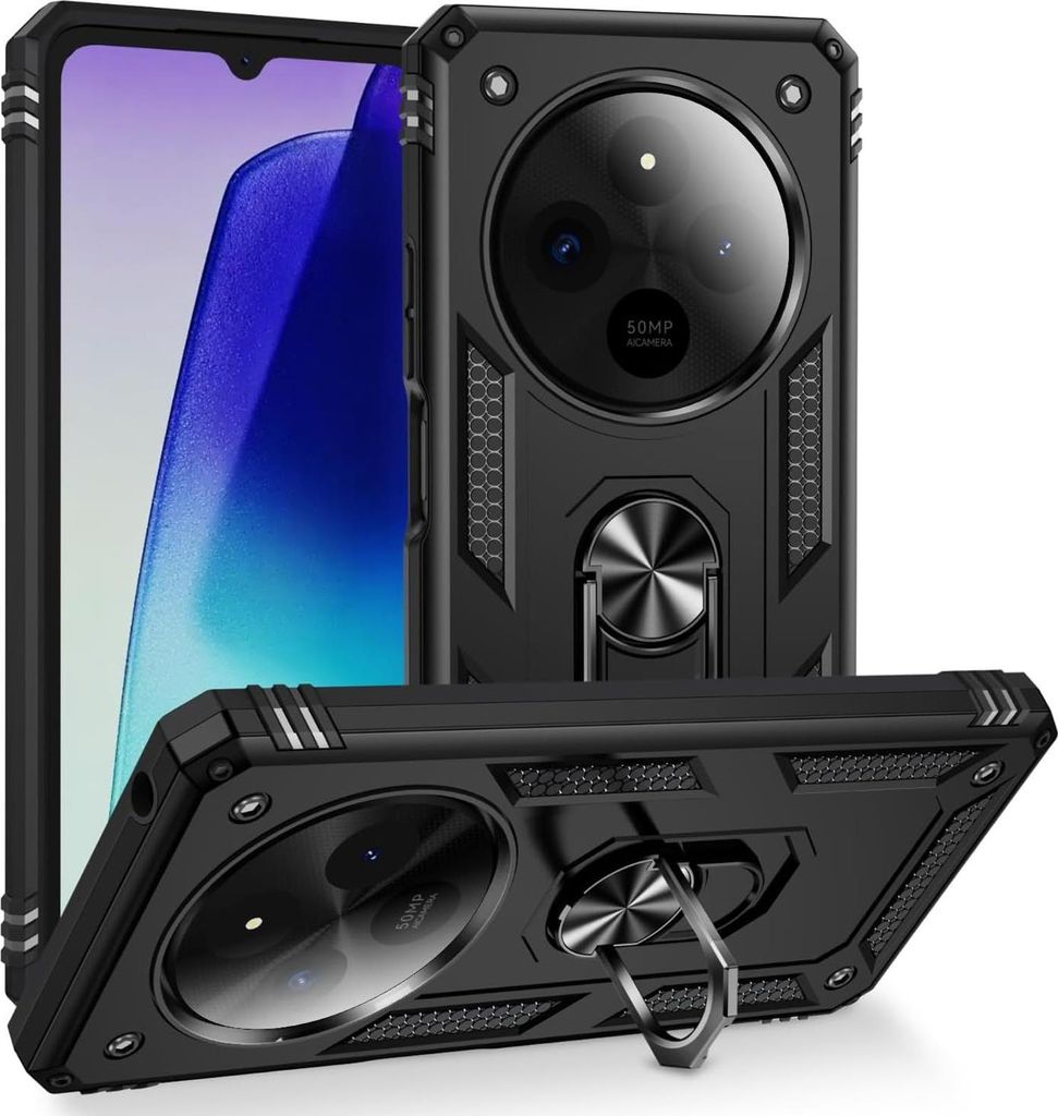Armor Shield Handyhülle für Xiaomi Redmi 14C / Poco C75 Hülle Ultra Hybrid Case Handy Schutzhülle, Schwarz
