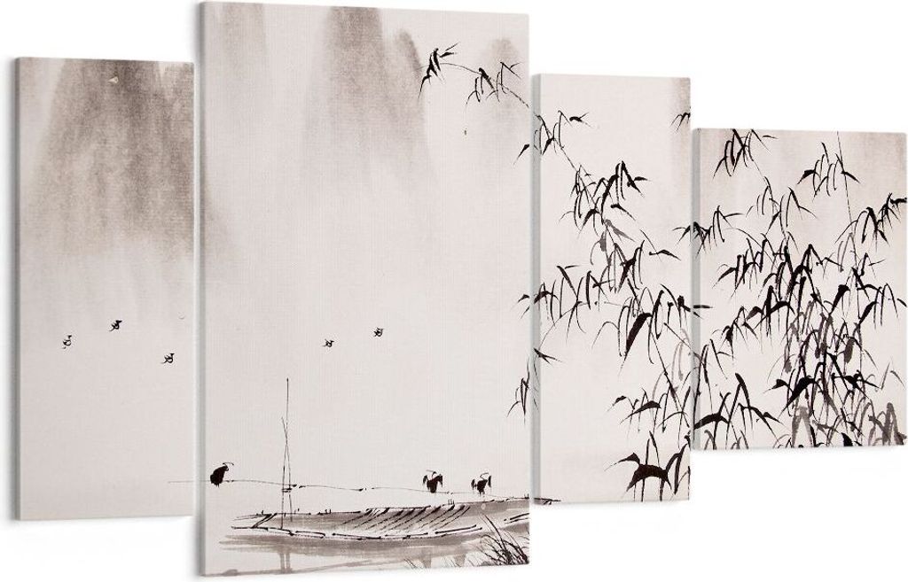 Bild auf Leinwand - Leinwandbild - Bambus schwarz China - 120x70cm - Wand Bild - Wanddeko - Leinwanddruck - Bilder - Kunstdruck - Wanddekoration - ...
