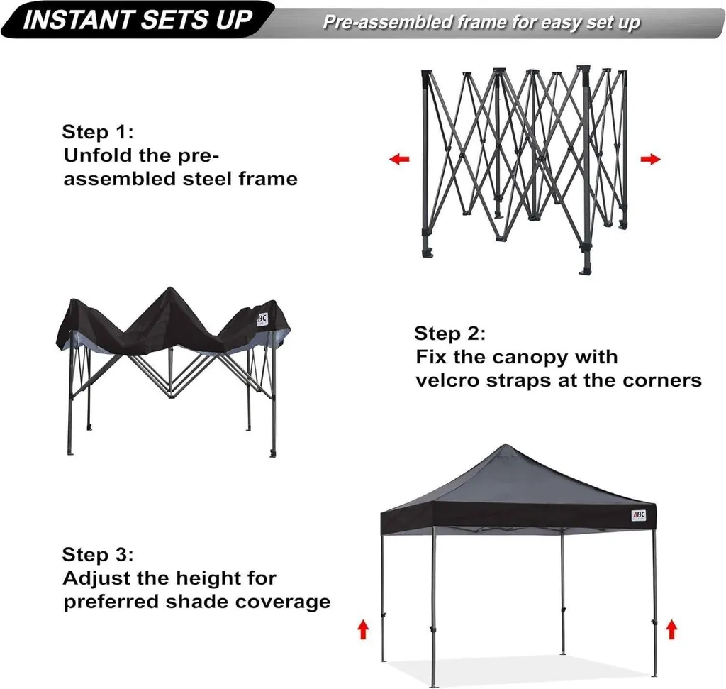 ABCCANOPY Pavillon Pop-up 3x3m en Polyester 600D Tente de Réception - 2