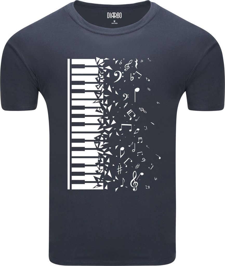 Diarbo Herren T-Shirt mit Musikliebhaber Druck Klavier Dunkelgrau Gr.XXL