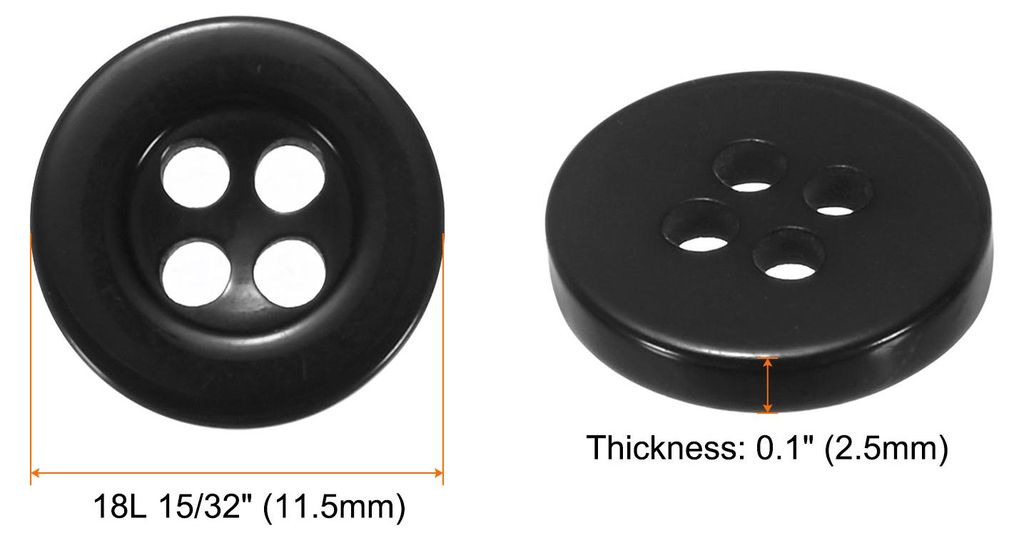 10 Stš¹ck Harz Kn?pfe Schwarz N?hkn?pfe 11,5mm Runde Bastelkn?pfe Buttons zum Ann?hen Flach 4-Loch Ersatzkn?pfe fš¹r N?hen Hemd Kleidung Blusen...