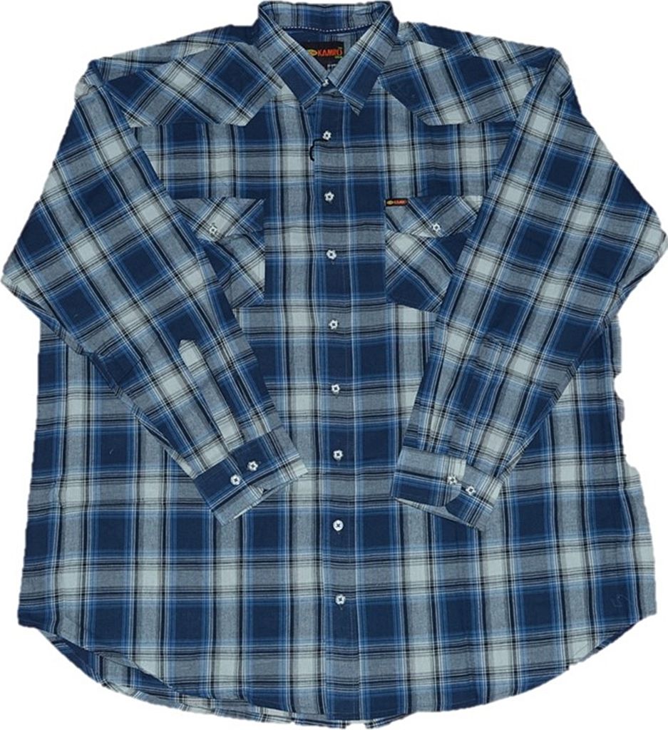 Übergrößen Herrenhemd KAMRO Navy/Blau/Beige kariert 7XL