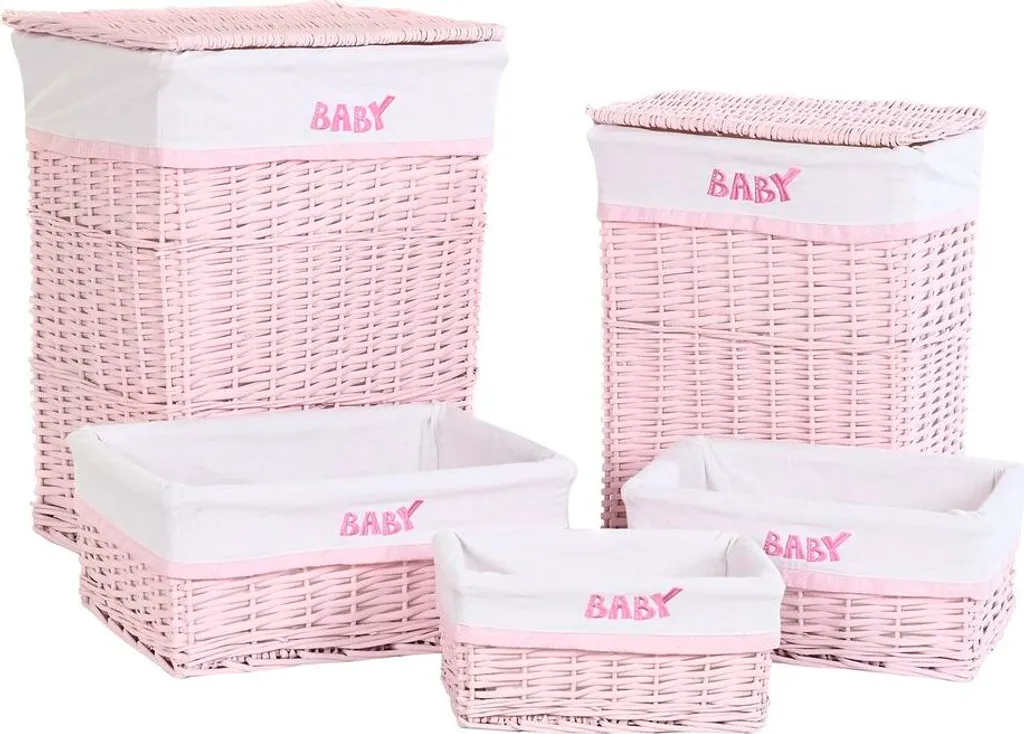 Rangement Enfant Osier Rose : Dites Adieu au Désordre - 44 x 34 x 56 cm