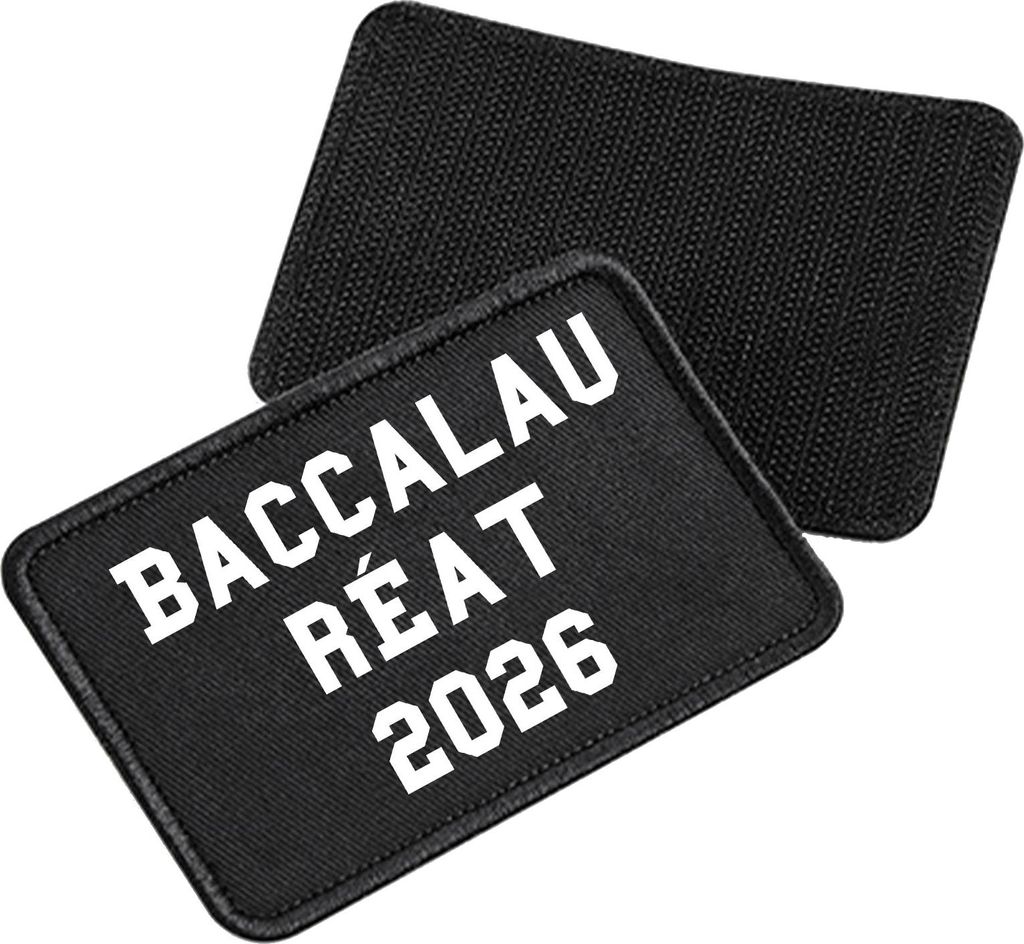 Huuraa Patch Baccalauréat 2026 Abschluss Frankreich Black 10 x 6,5cm Baumwolle Klettpatch für Mütze Geschenkidee