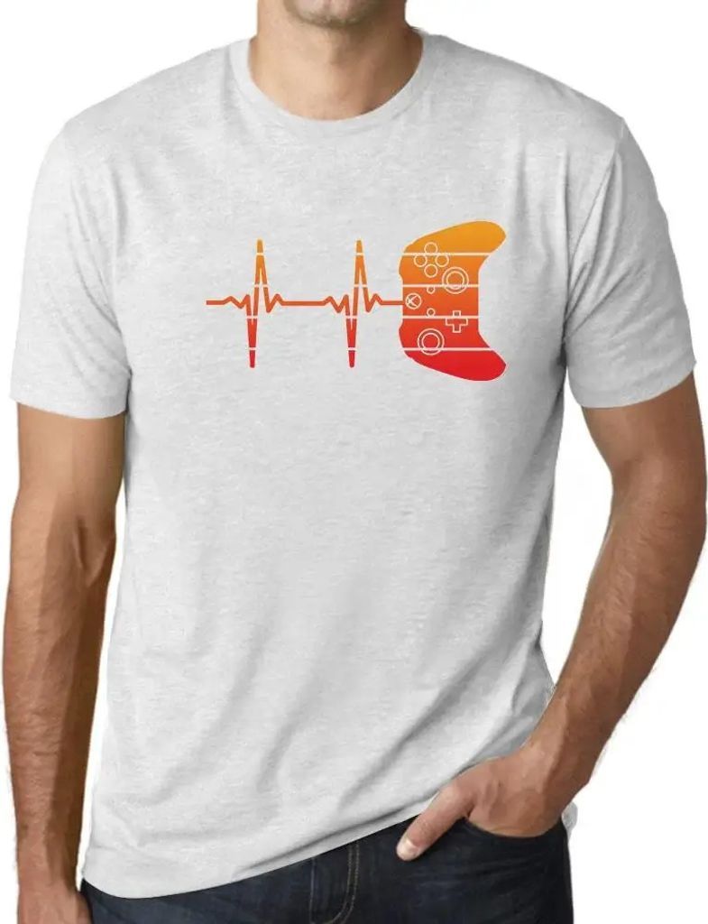 Herren Grafik T-Shirt Gamer Herzschlag lustig Gaming – Gamer Heartbeat Funny Gaming – Öko-Verantwortlich Vintage Jahrgang Kurzarm Lustige Druck