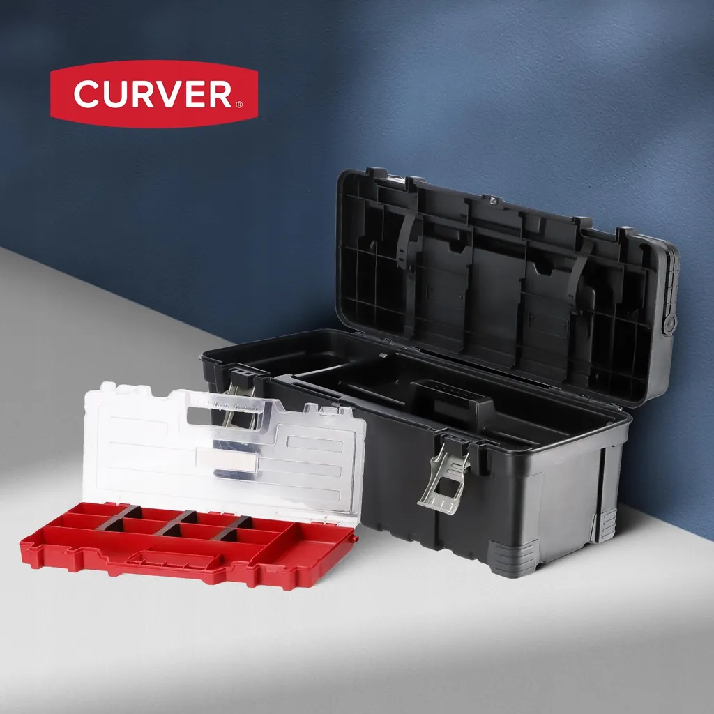 Boîte à outils durable 44 cm multi-compartiments et fermetures de sécurité - 2