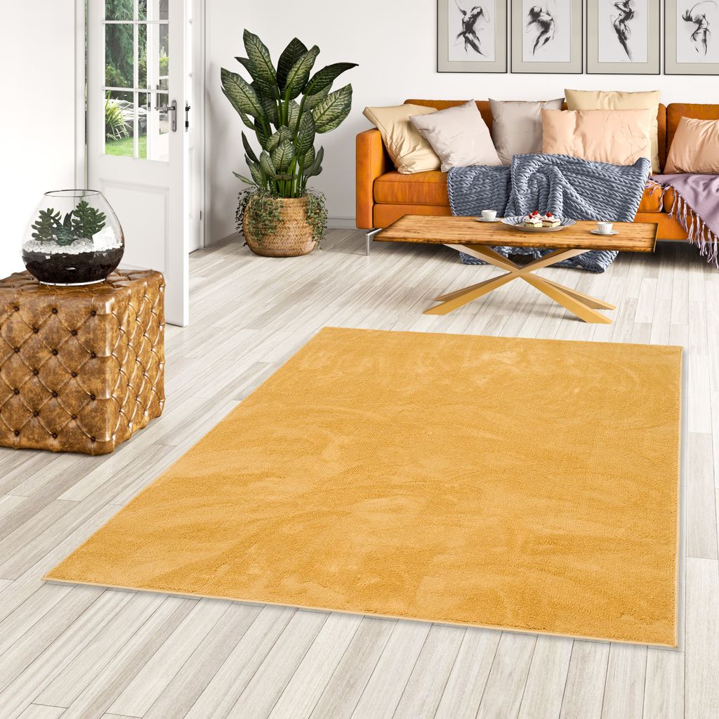 Luxus Super Soft Hochflor Langflor Teppich Deluxe Curry, Größe:160x240 cm