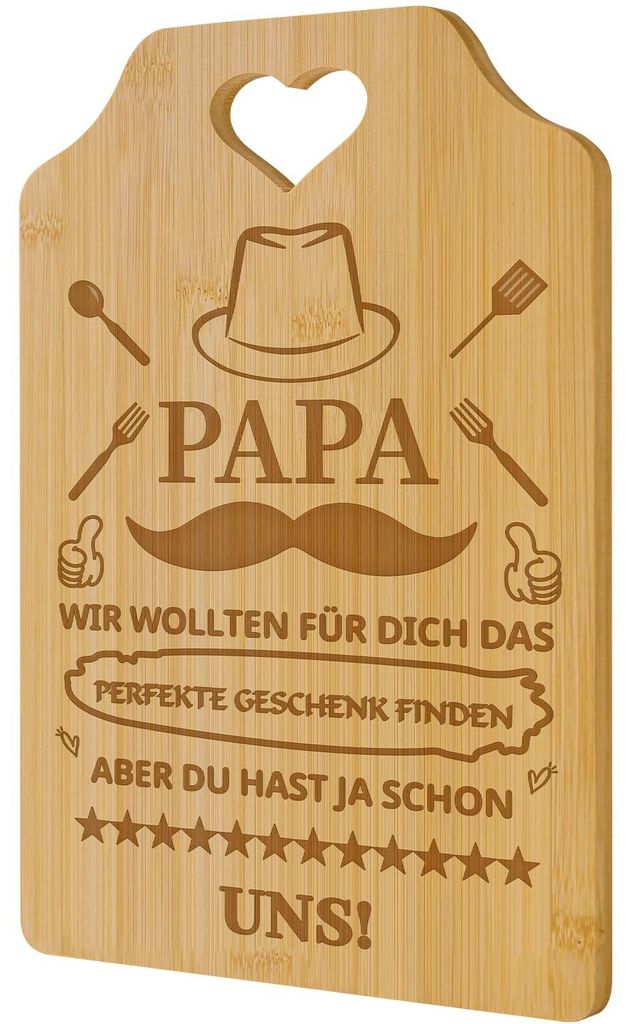 Geschenke für Papa, graviertes Bambus-Schneidebrett mit personalisiertem Herzmotiv, Geburtstagsgeschenk für Papa von Sohn, Tochter, Vater, Weihna...