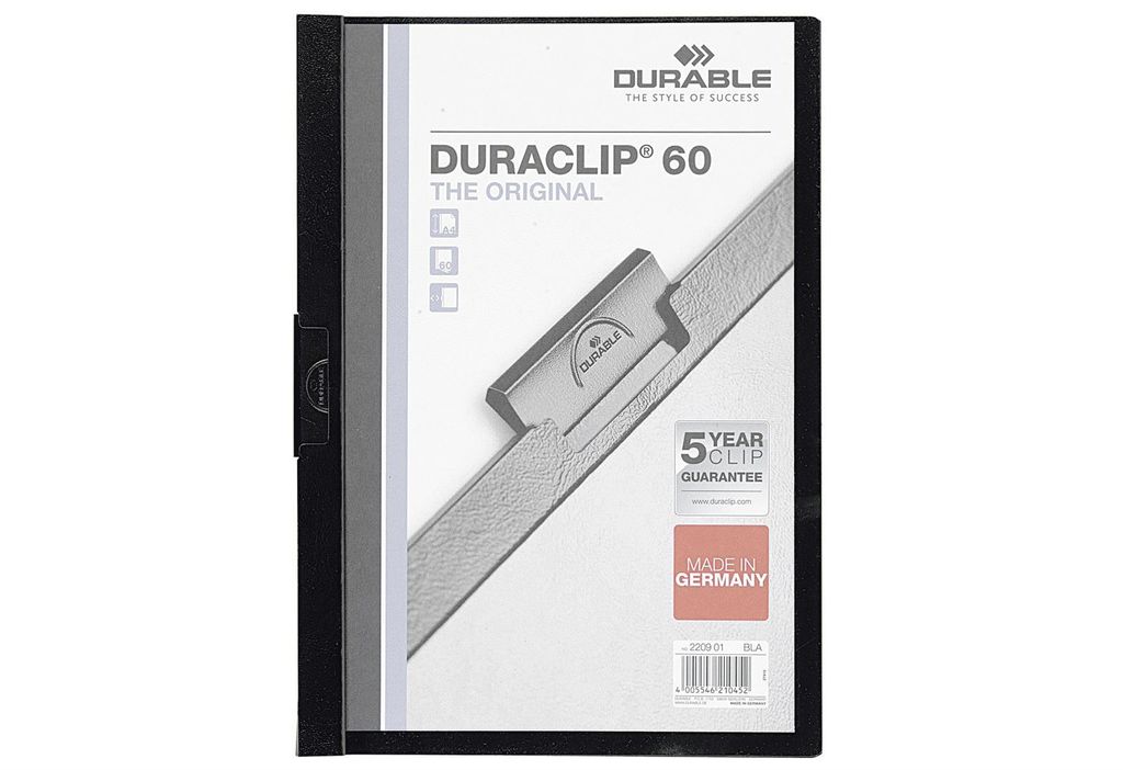 Durable Duraclip 60, Čierna, Priehľadná, PVC, 60 listy, A4, Obrázok produktu 