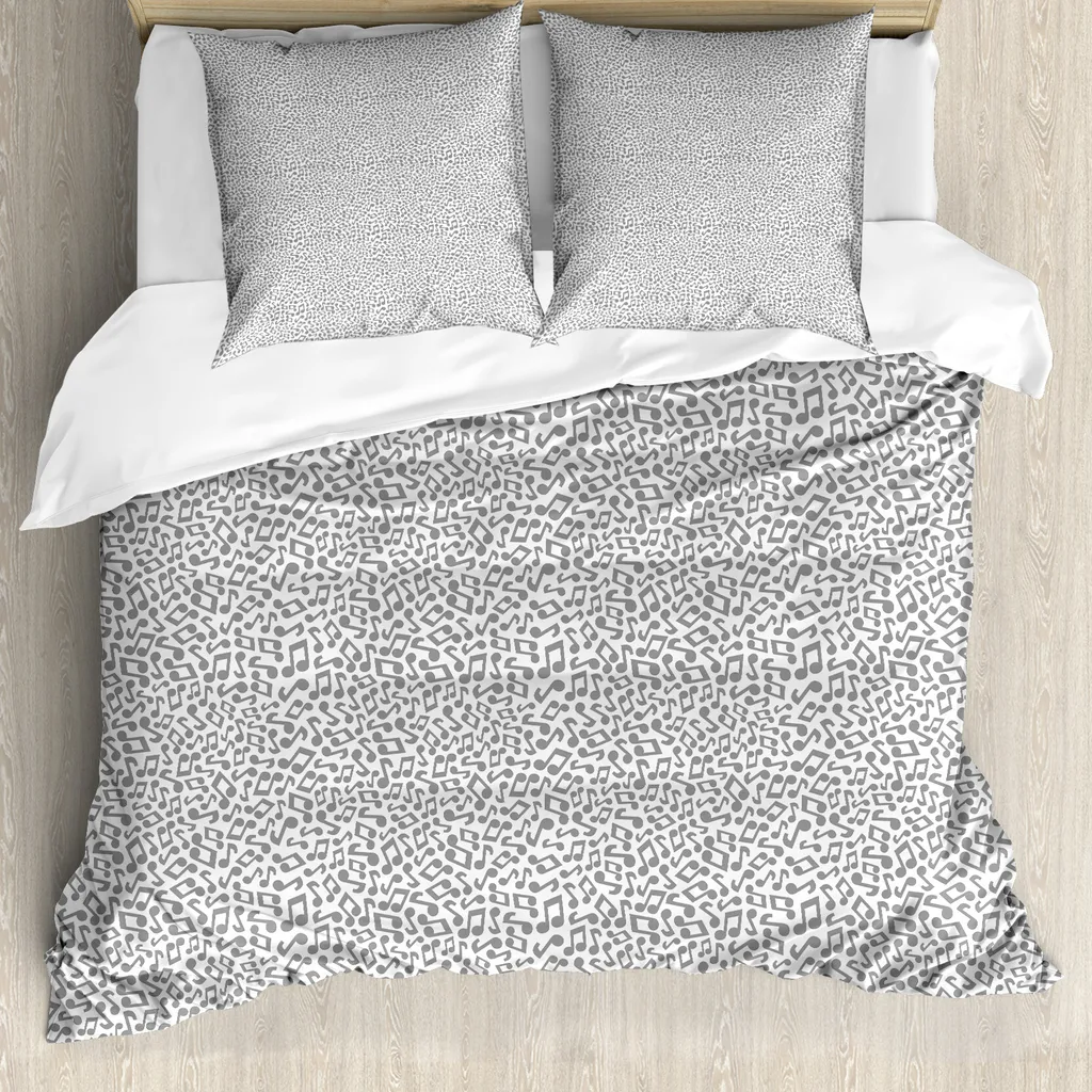 Parure de Lit 2 Personnes ABAKUHAUS Grise et Blanche en 200x200 cm