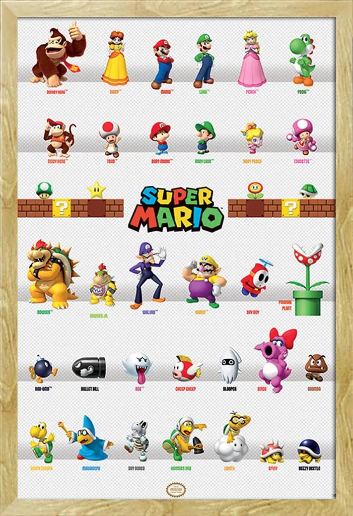 Poster Super Mario encadré sans risque de casse avec vitre acrylique