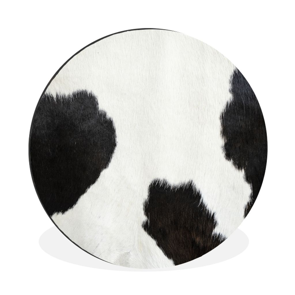 MuchoWow Aluminium Wandkreis Tiermuster - Kühe - Pelz Ø 30 cm Wanddeko Modern Wohnzimmer - Wand Bild - Wohnzimmer - Runde Bilder - Alubilder - ...
