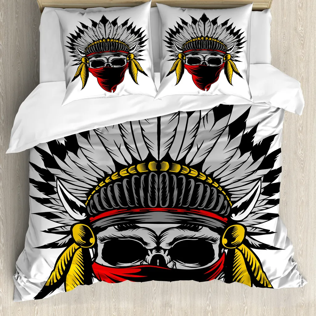 Set Copripiumino ABAKUHAUS Teschi Rosso Giallo 155x220 cm - Novità