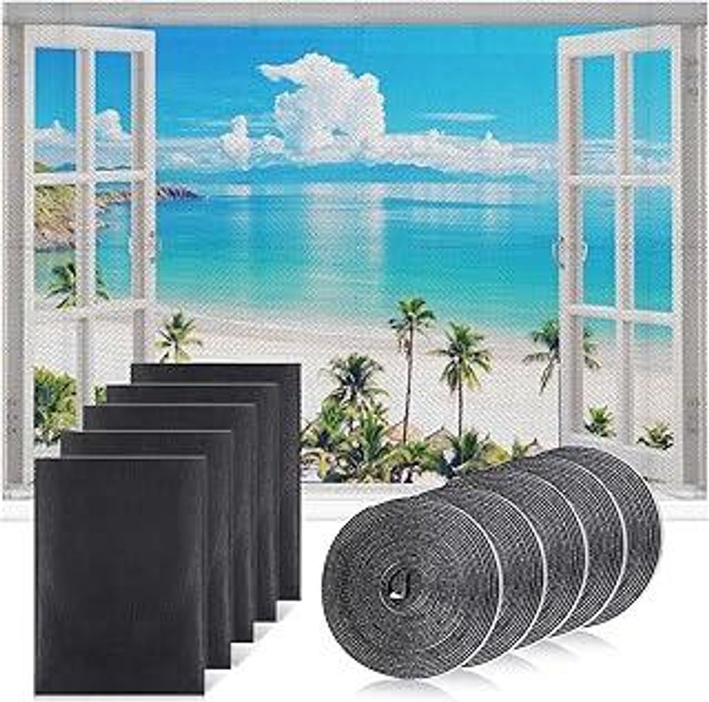5 Stk Fliegengitter Fenster, Fliegengitter Zuschneidbar 130x150cm, Selbstklebend Insektenschutz, Hohe Dichte Mückengitter, Insektenschutz für Fen...