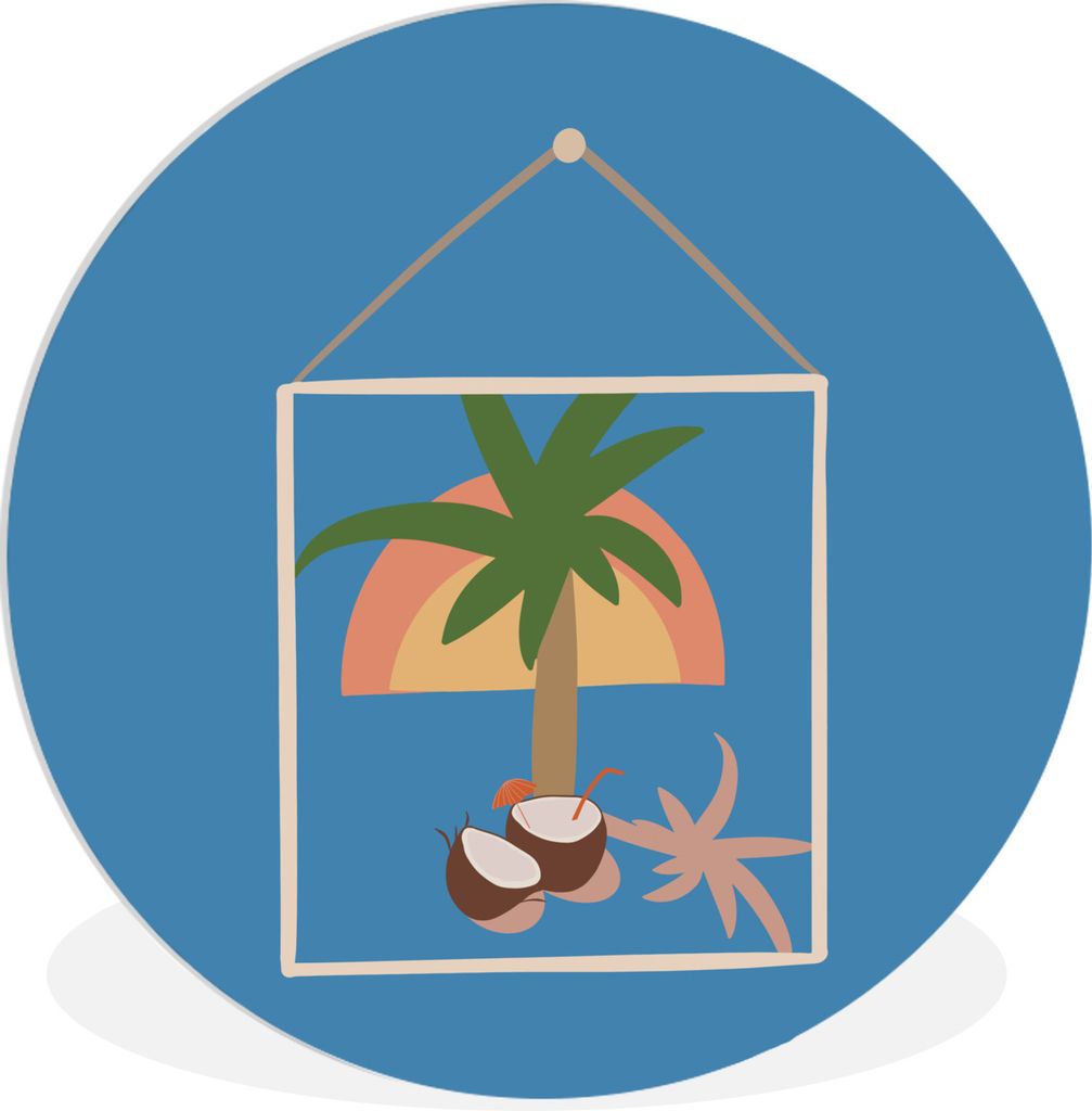 MuchoWow Rundes Wandbild - Runde Bilder Sommer - Strand - Bilderrahmen - Abstrakt Ø 60 cm Kreis Wanddekoration Kunststoff - Wandkreis - Wandschm...