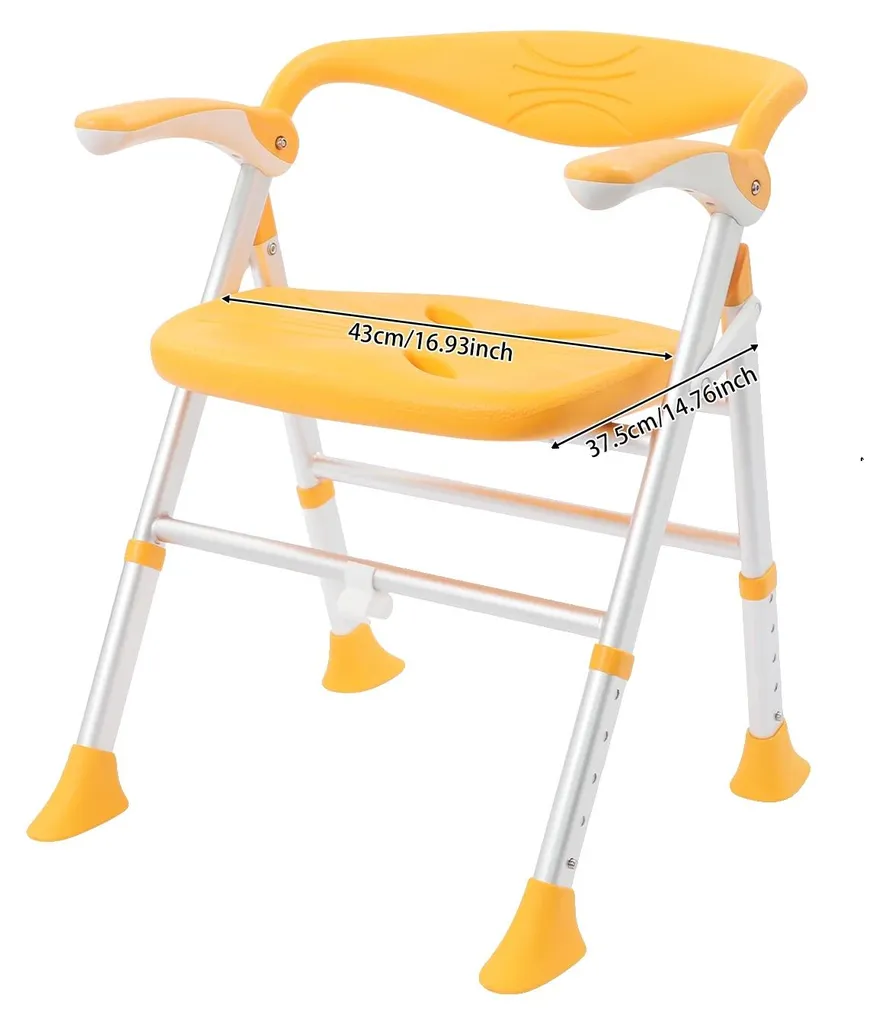 Chaise de douche pliable avec accoudoirs réglables Orange Modèle S75