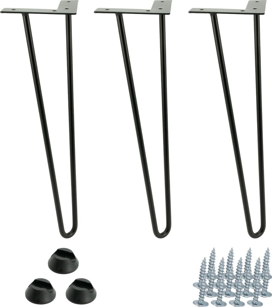 sada 3 nábytkových nohou Hairpin, výška 41 cm, 2 tyče, Obrázek produktu 