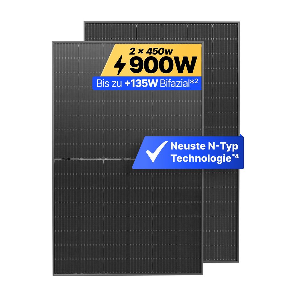 Solakon® Solarmodul 450W Bifazial Glas-Glas N-Type – Black Produktbild 