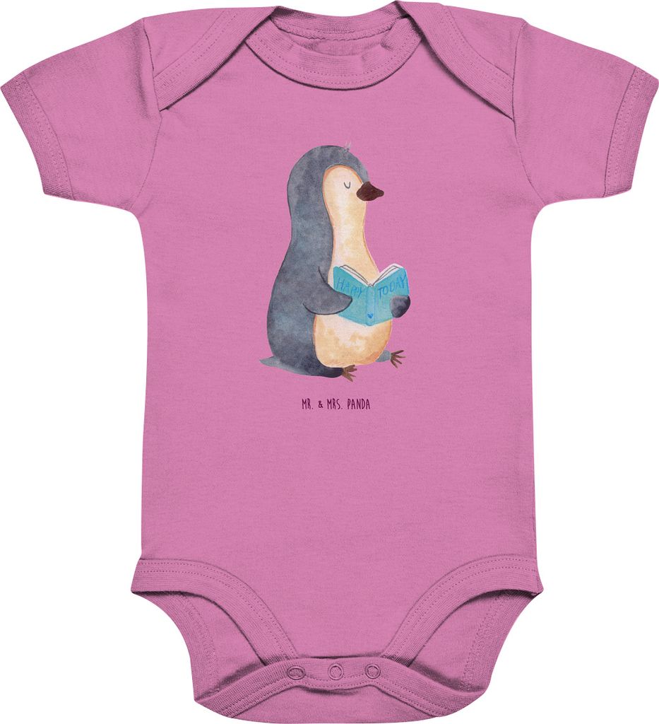 Mr. & Mrs. Panda Strampler Baby Pinguin Buch 3. - 6. Monat - Bubble Gum Pink - Geschenk, Nichtstun, Babystrampler, Urlaub, Ferien, babykleidung bod...