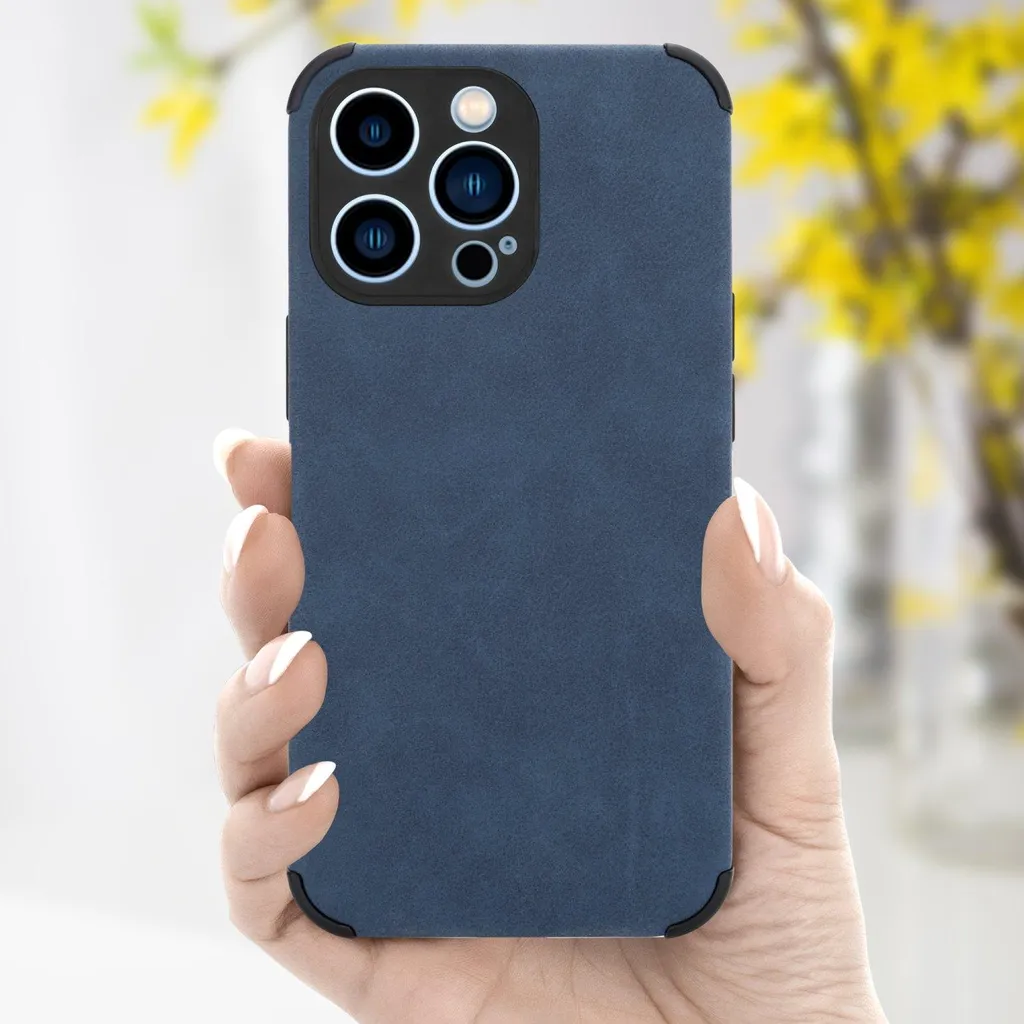 Custodia Cadorabo iPhone 13 Pro in TPU e Finto Camoscio Blu Reale - 6