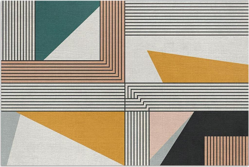 Geometrische lineare Bauhaus-Abstraktion – Vinylteppich – 140x210 cm – Outdoor Teppich – Terrasse – Wetterfest – Modern