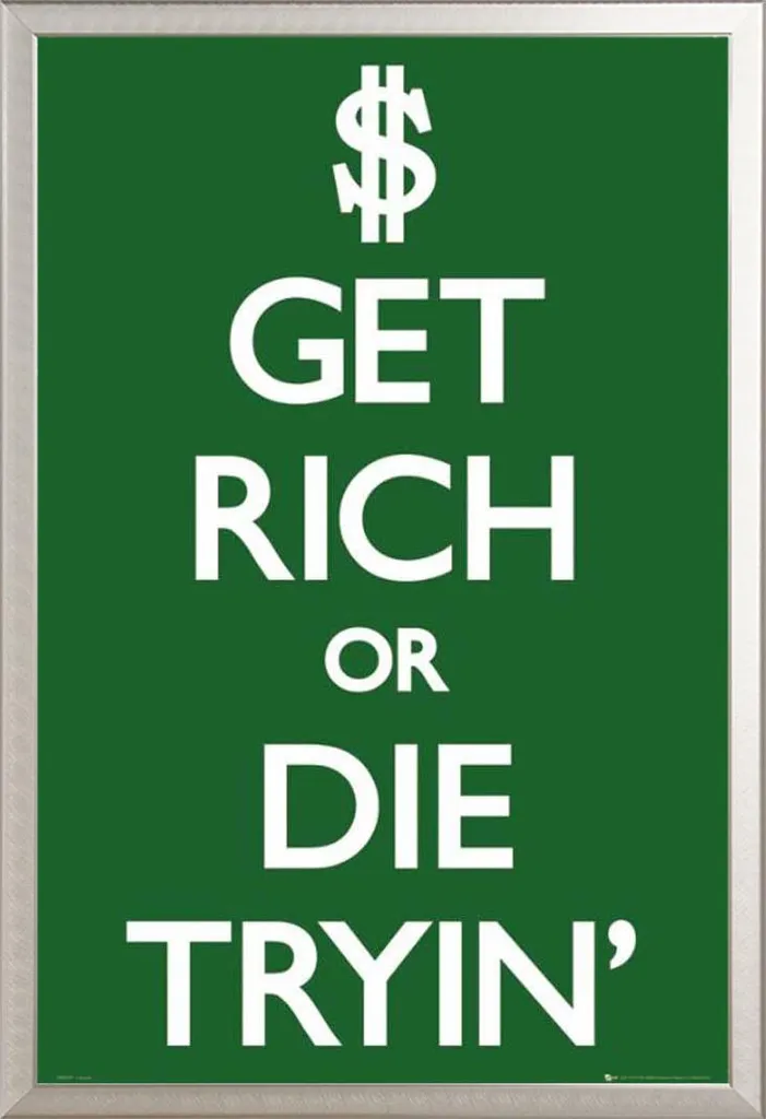 Poster Keep Calm Get Rich con Cornice Shinsuke Argento 61x91,5 cm
