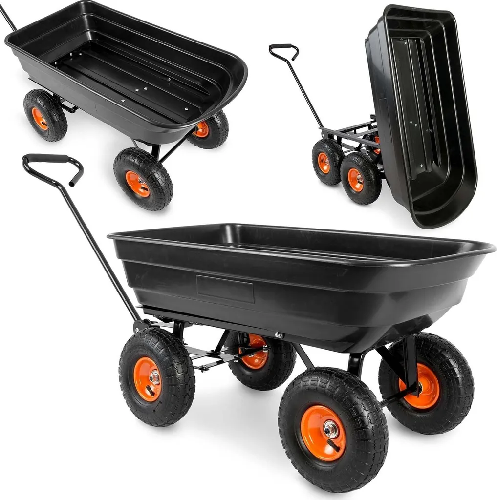 Chariot de jardin 75L basculant Humberg 4872 avec roues pneumatiques pro