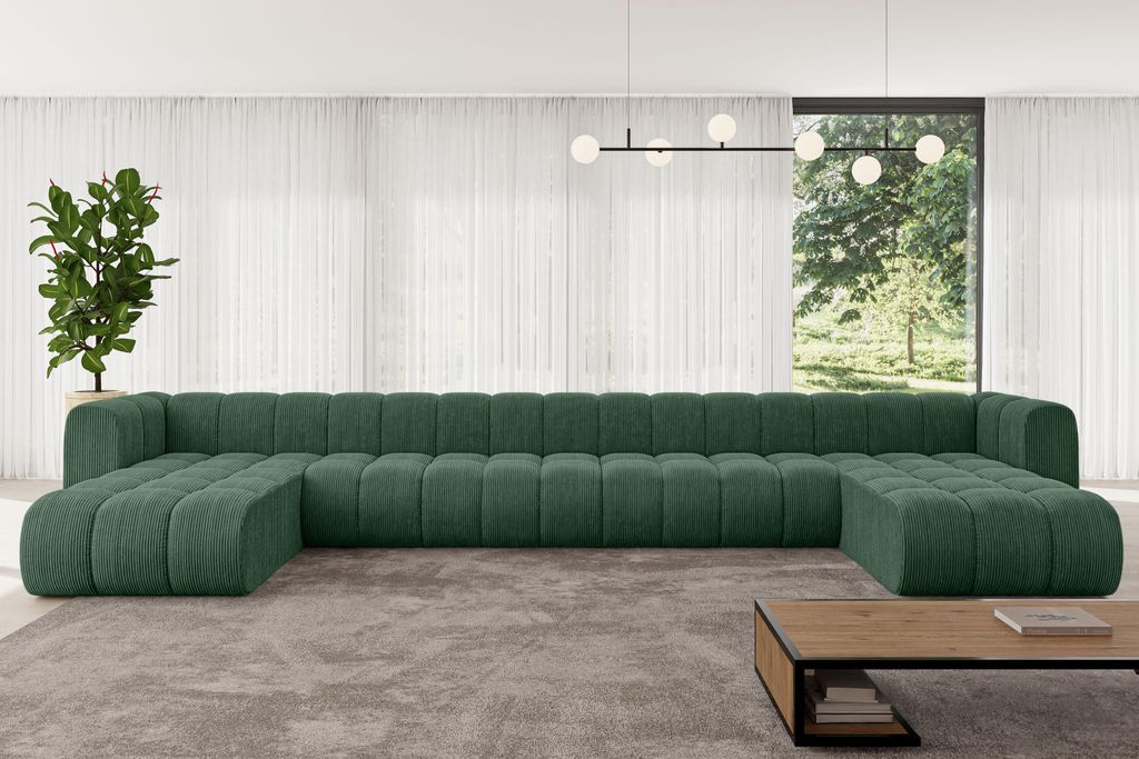 ALTDECOR Modulares Sofa Ecksofa in U-Form - Joren-U3 - 501x177x70 cm Grün - Corner modular Sofa Eckcouch Couch Wohnlandschaft Cauchsofa Bodensofa ...
