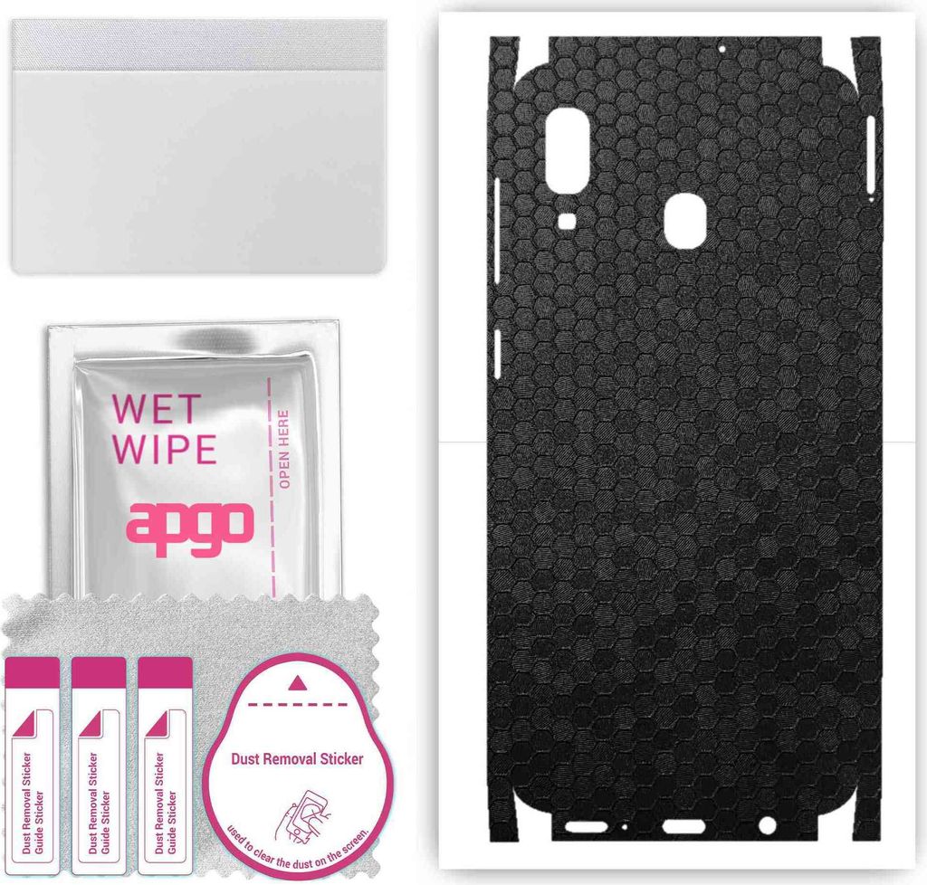 apgo Rückseite + Seiten Schutzfolie, Skin, kompatibel mit Samsung Galaxy A20, Hinten Displayschutzfolie aus Vinylfolie, kratzfest, einfache Montag...