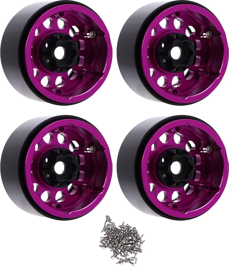 Jantes RC 1/10 Anti-Casse en Aluminium Violet - Roues 1,9 Pouces 4pcs