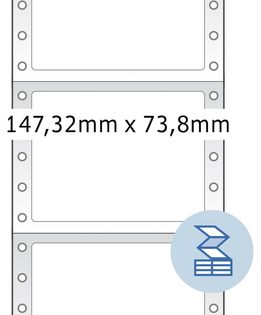 Computeretiketten weiß 147,32x73,8 mm perforiert Papier matt 4000 St.
