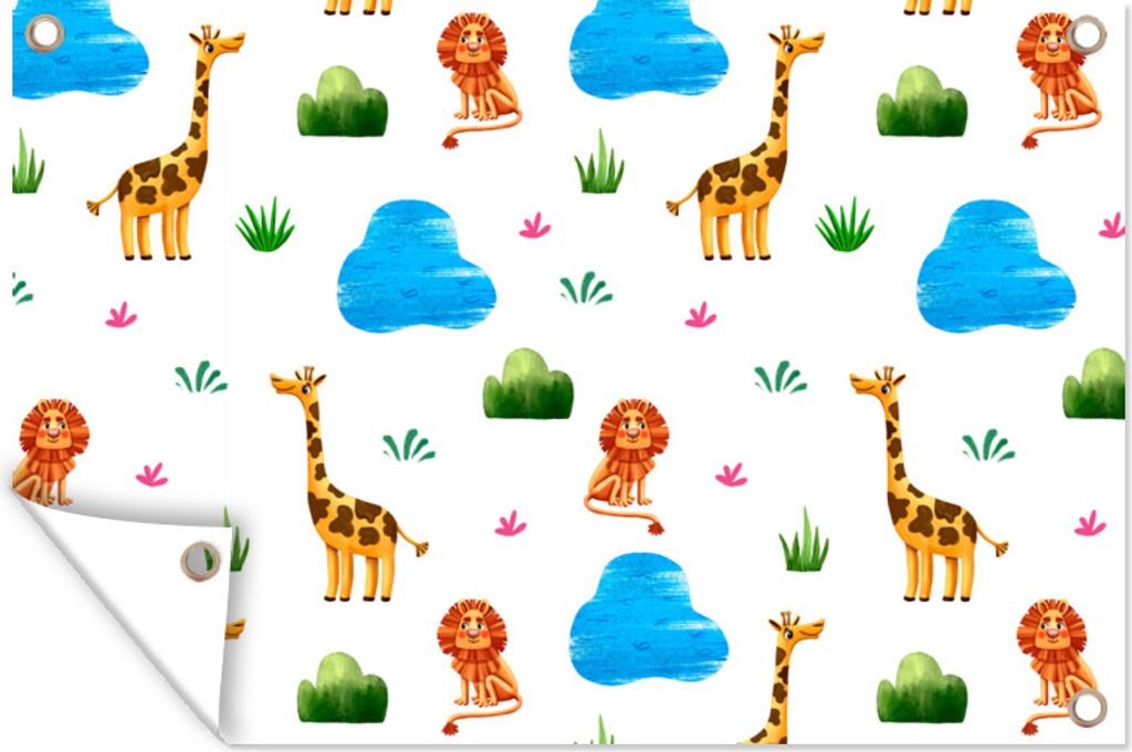 MuchoWow 60x40 cm Outdoor-Poster Gartendeko Sichtschutz Garten Poster für den Garten Löwe - Design - Tiere - Kind