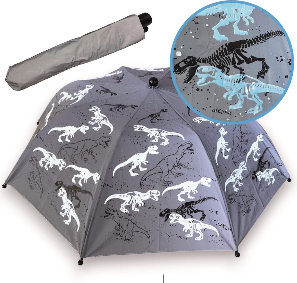 HECKBO Kinder Regenschirm Dinosaurier – Farbwechsel bei Produktbild 