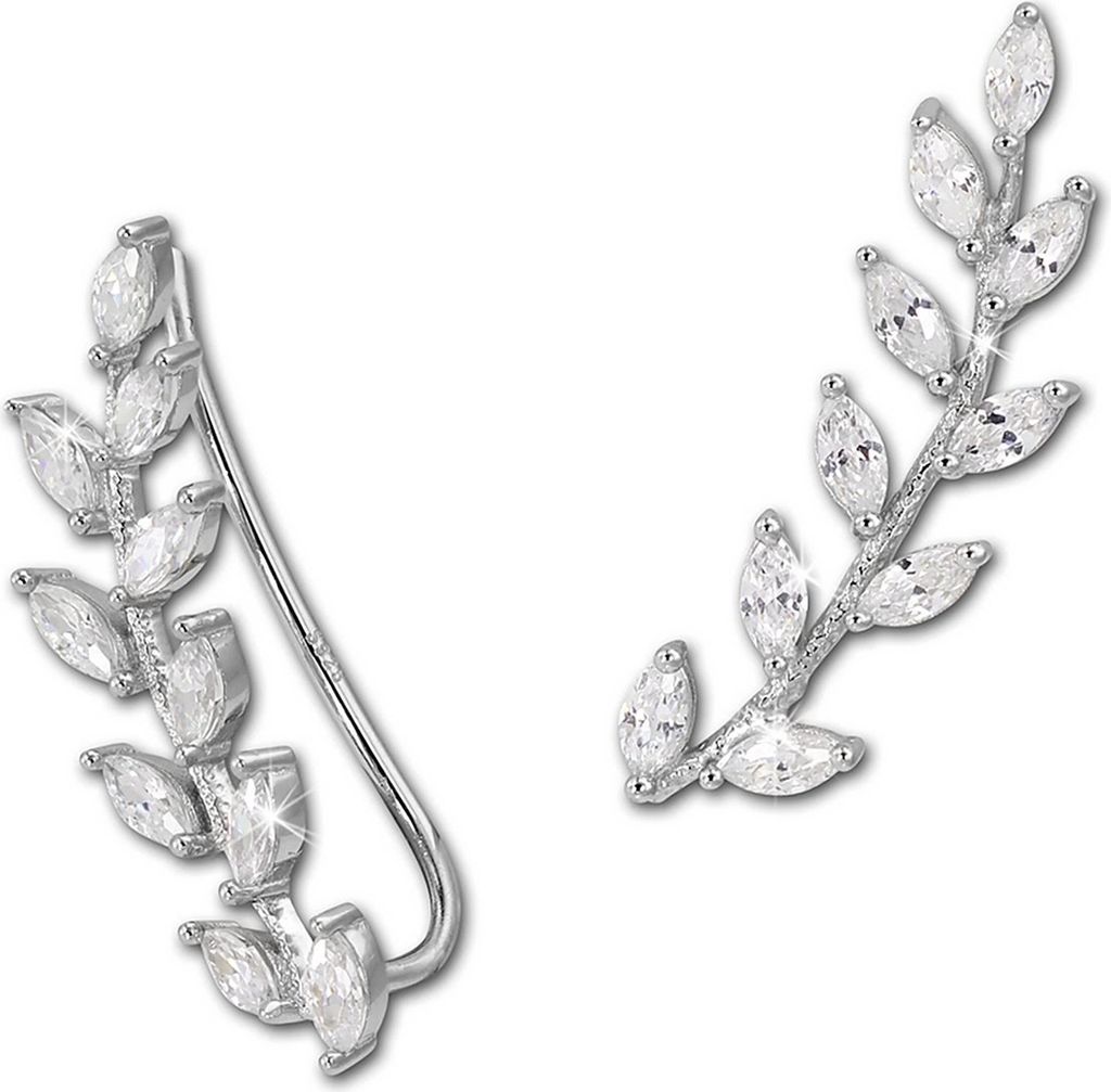 SilberDream weiß Ohrringe Ear Cuff Ranke Zirkonia 925 Silber Ohrklemmen GSO429W