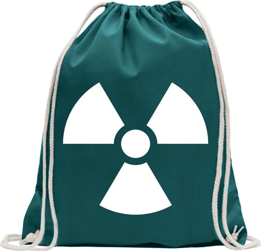 Kiwistar - Turnbeutel - petrol - Radioaktiv - Fun Rucksack Sport Beutel Gymsack Baumwolle mit Ziehgurt
