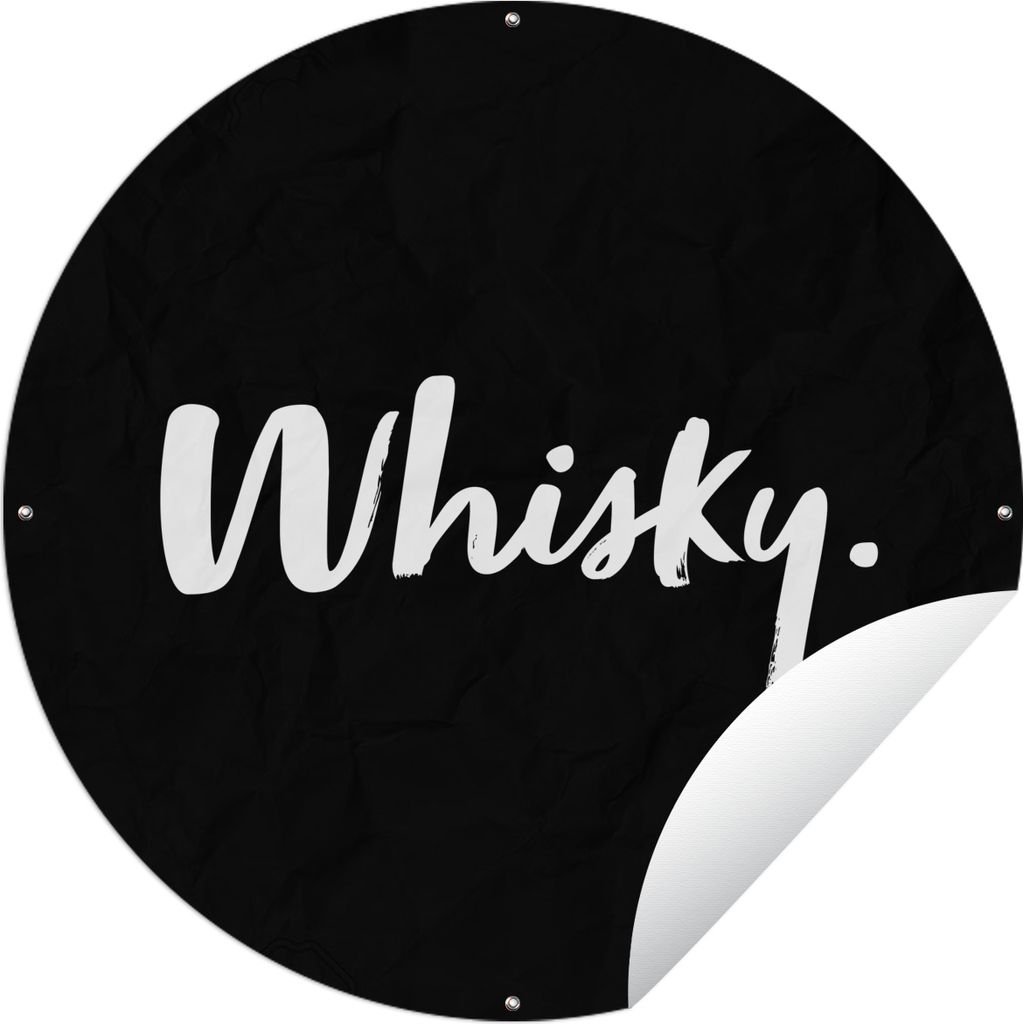 MuchoWow Gartenposter Outdoor-Poster Rund Whisky - Zitate - Text - Getränk - Alkohol Ø 150 cm Gartendeko Rundes Poster draußen