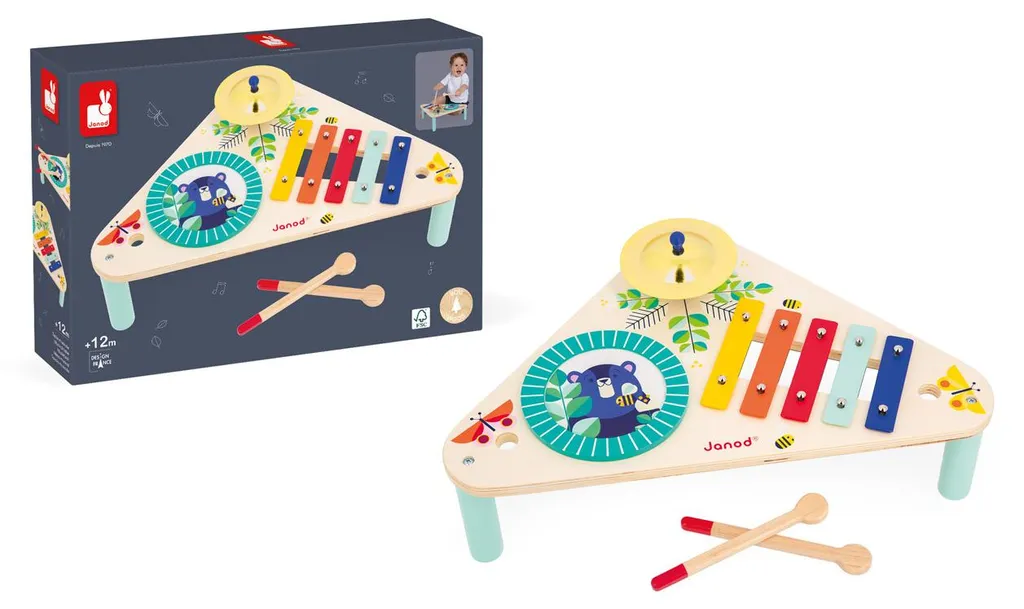 Table musicale Janod Gioia bois et métal : Jouet d'éveil multi-sons