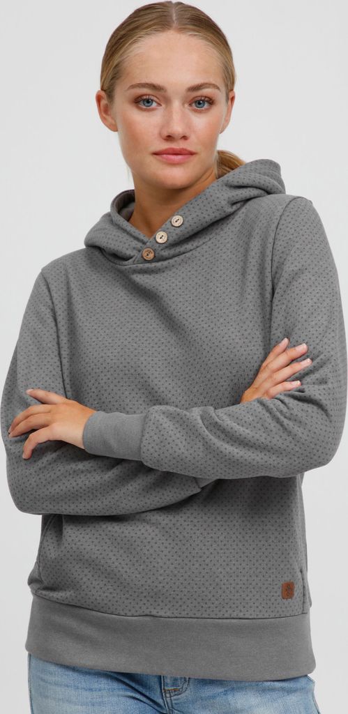 OXMO OXVera Damen Kapuzenpullover Hoodie Pullover mit Kapuze Eingrifftaschen Rippbündchen Baumwollmischung Regular fit